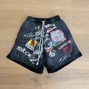 Hellstar Patch Sweat Shorts Size XS Black Multi